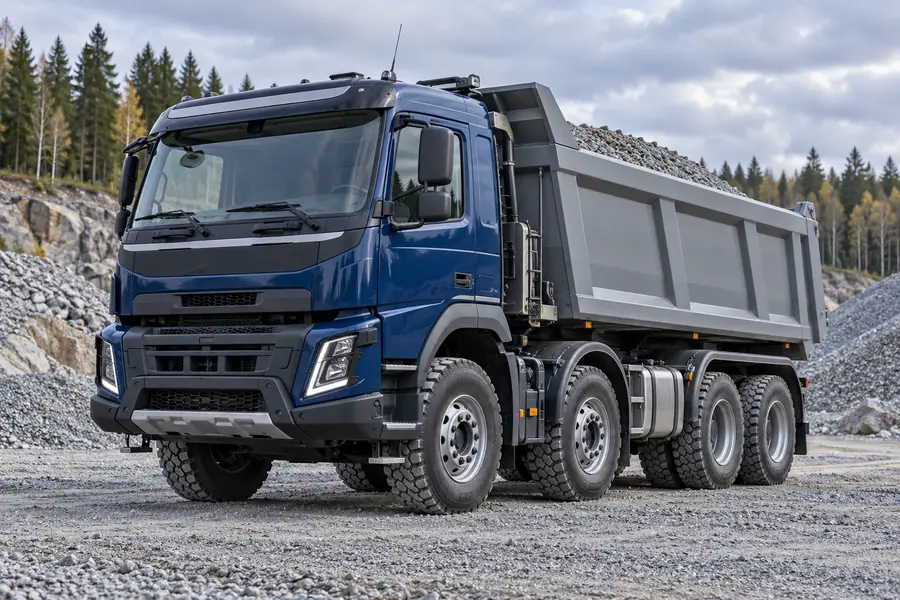 Volvo — кузов 20 м³ — Иллюстрация Volvo. Кузов 20 м³ не означает допустимость полной загрузки любым материалом.